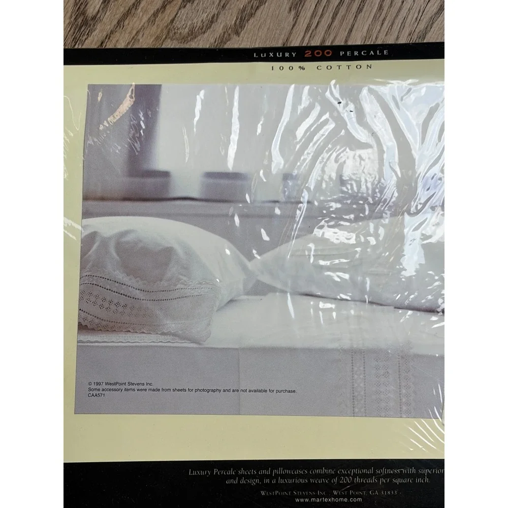 Martex Lace Ecru Twin Sheet Set 200 TC Luxury Percale 100% Cotton Vintage